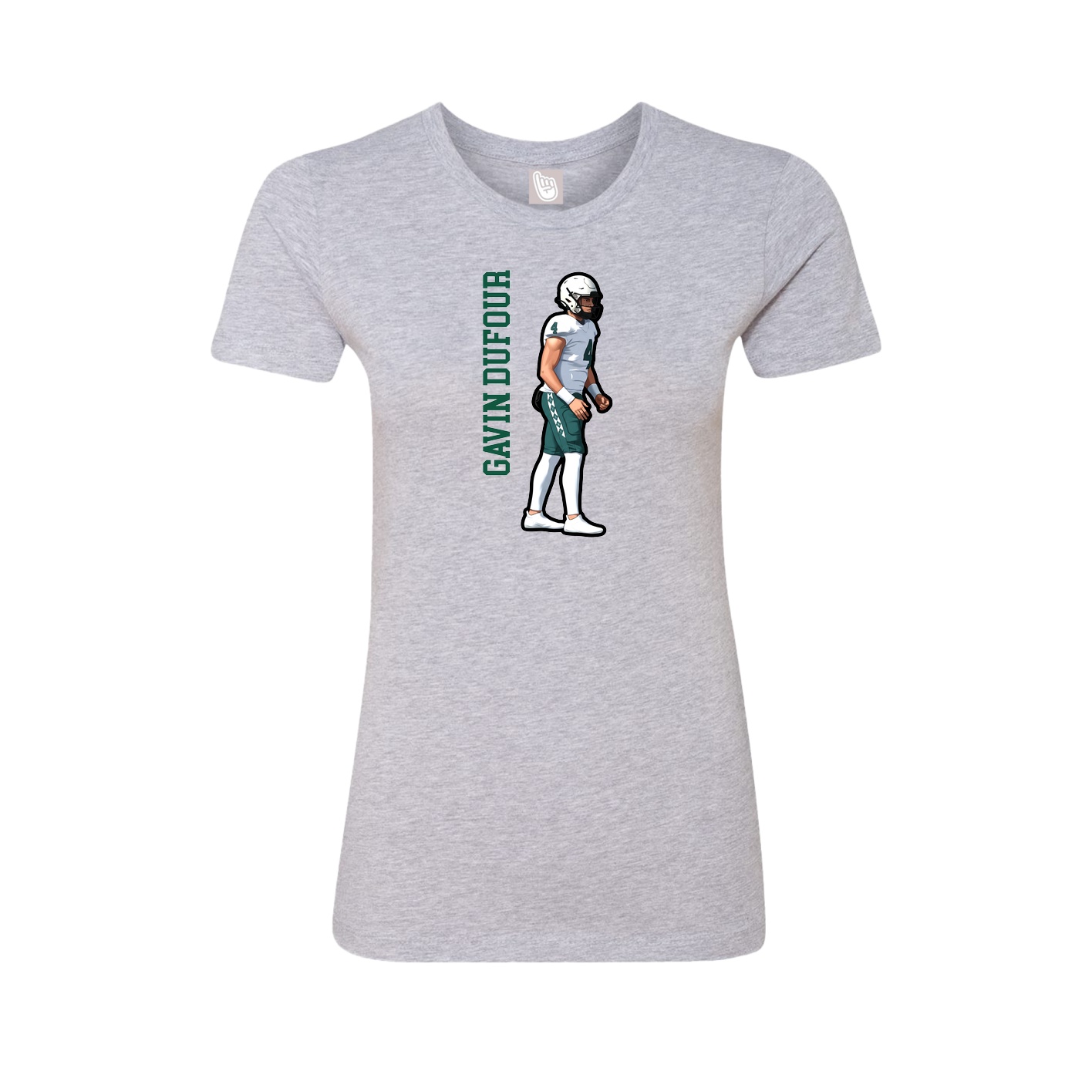 Fitted Women's Tee — Name Vertical in Grey