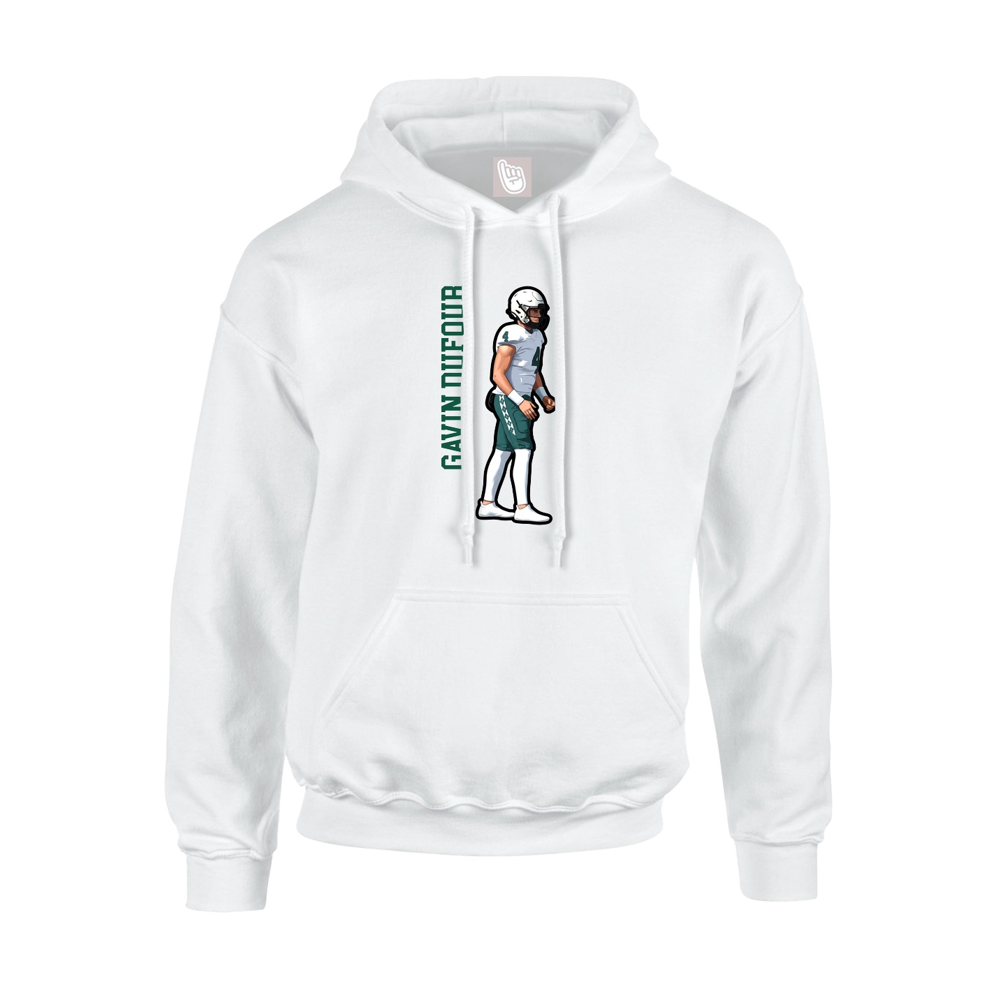 Youth Hoodie — Name Vertical in White