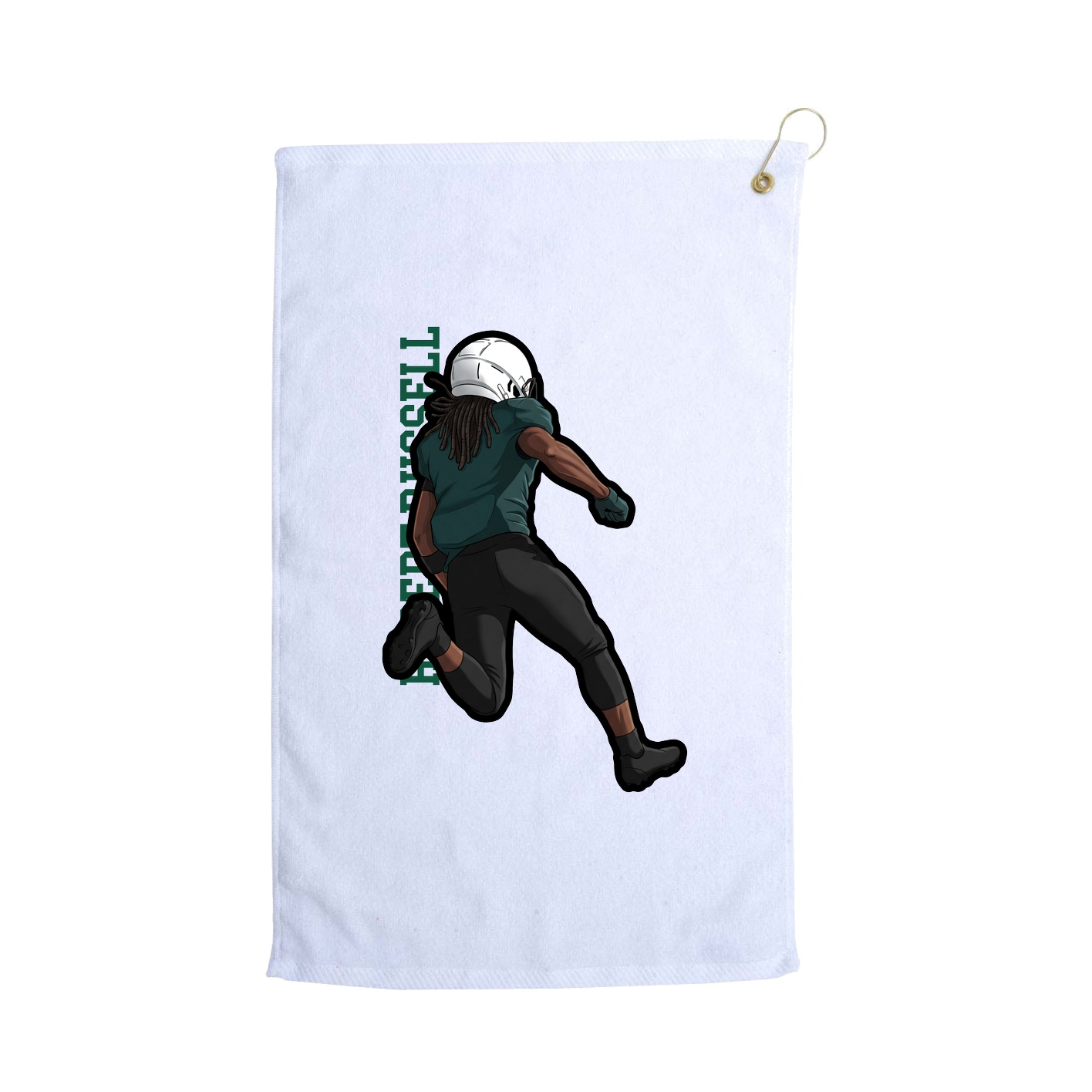Golf Towel — Name Vertical in White