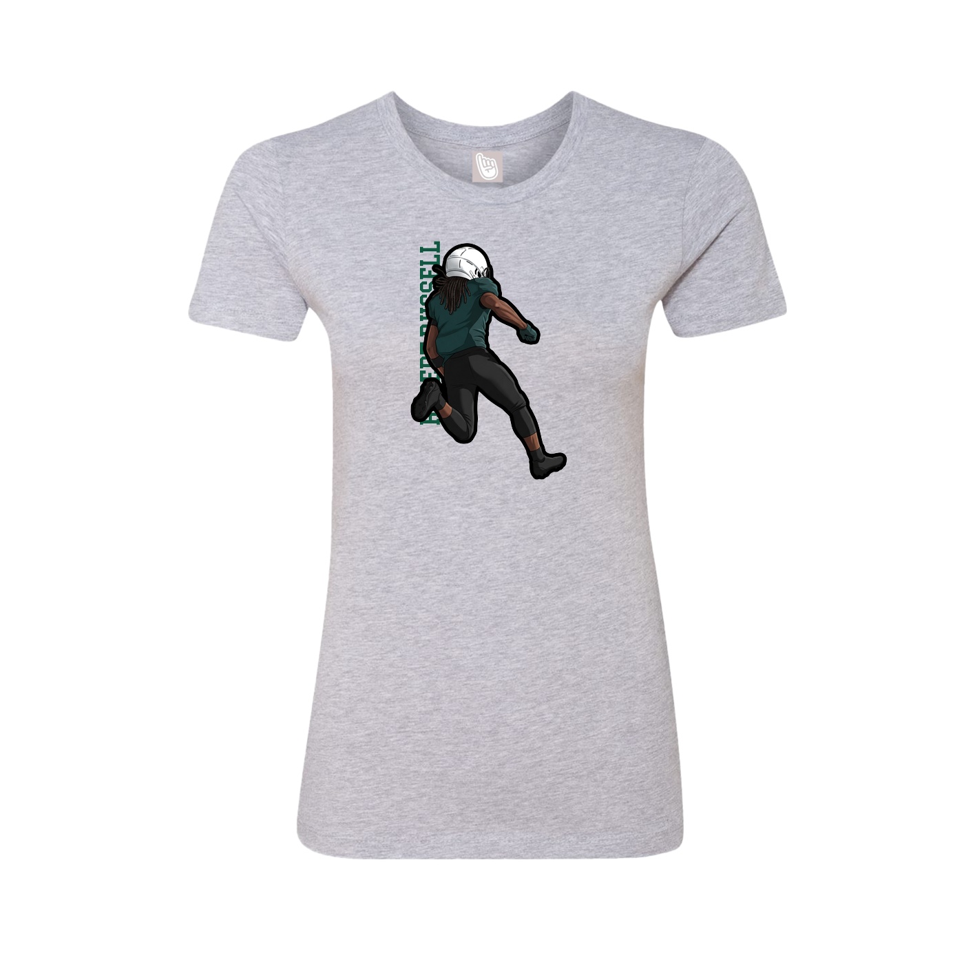 Fitted Women's Tee — Name Vertical in Grey