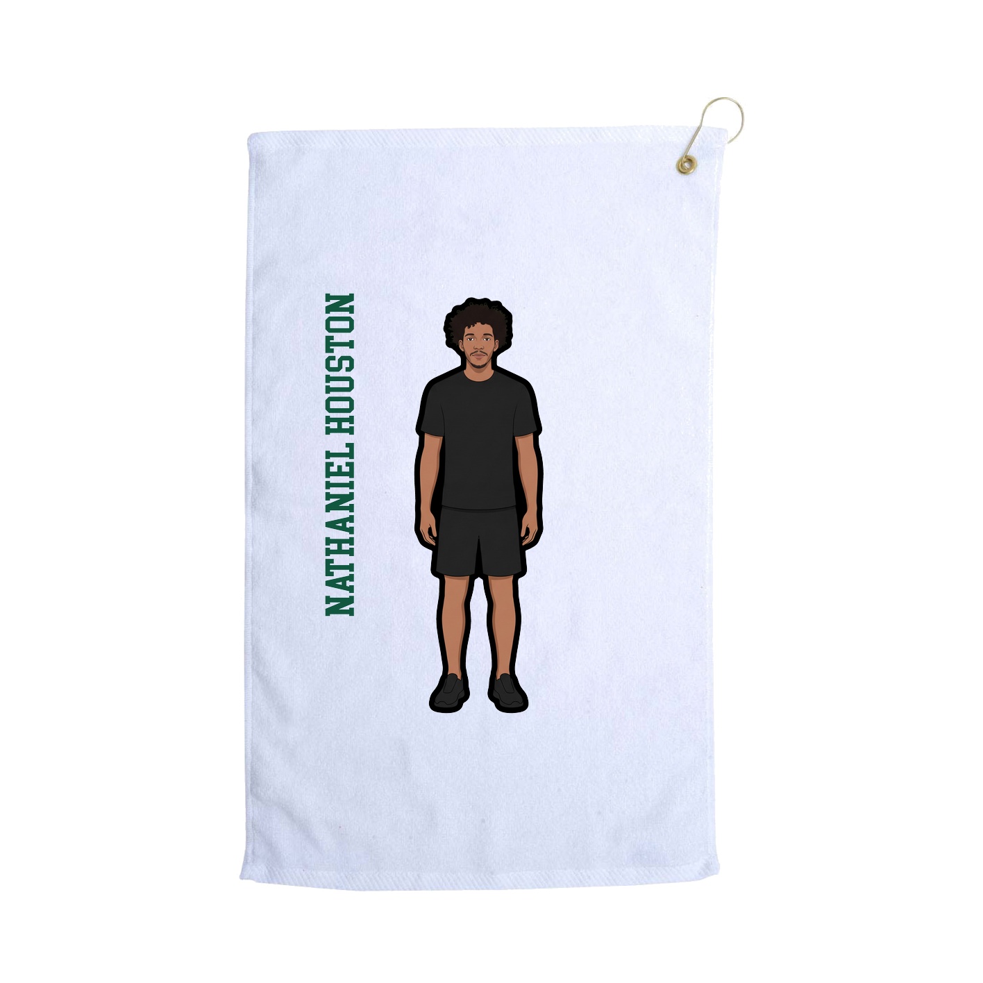 Golf Towel — Name Vertical in White