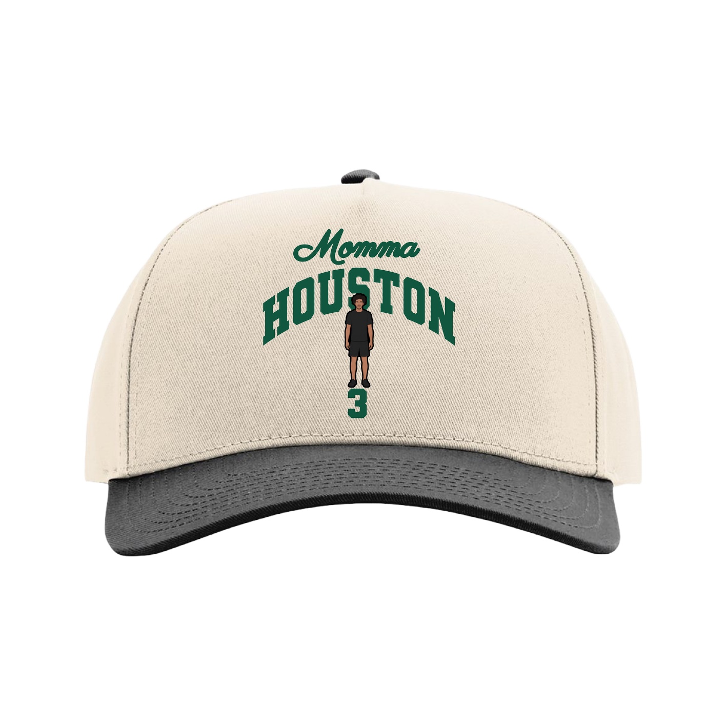 Full Fabric Five-Panel Champ Cap — Mothers Day Arch in Cream/Black