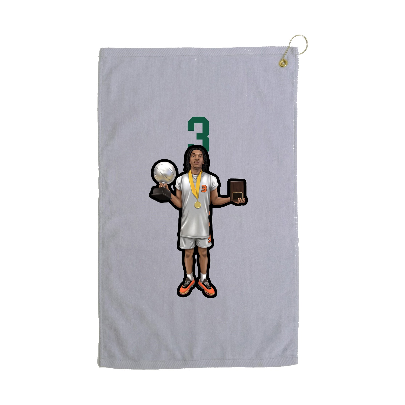 Golf Towel — Number Top in Grey