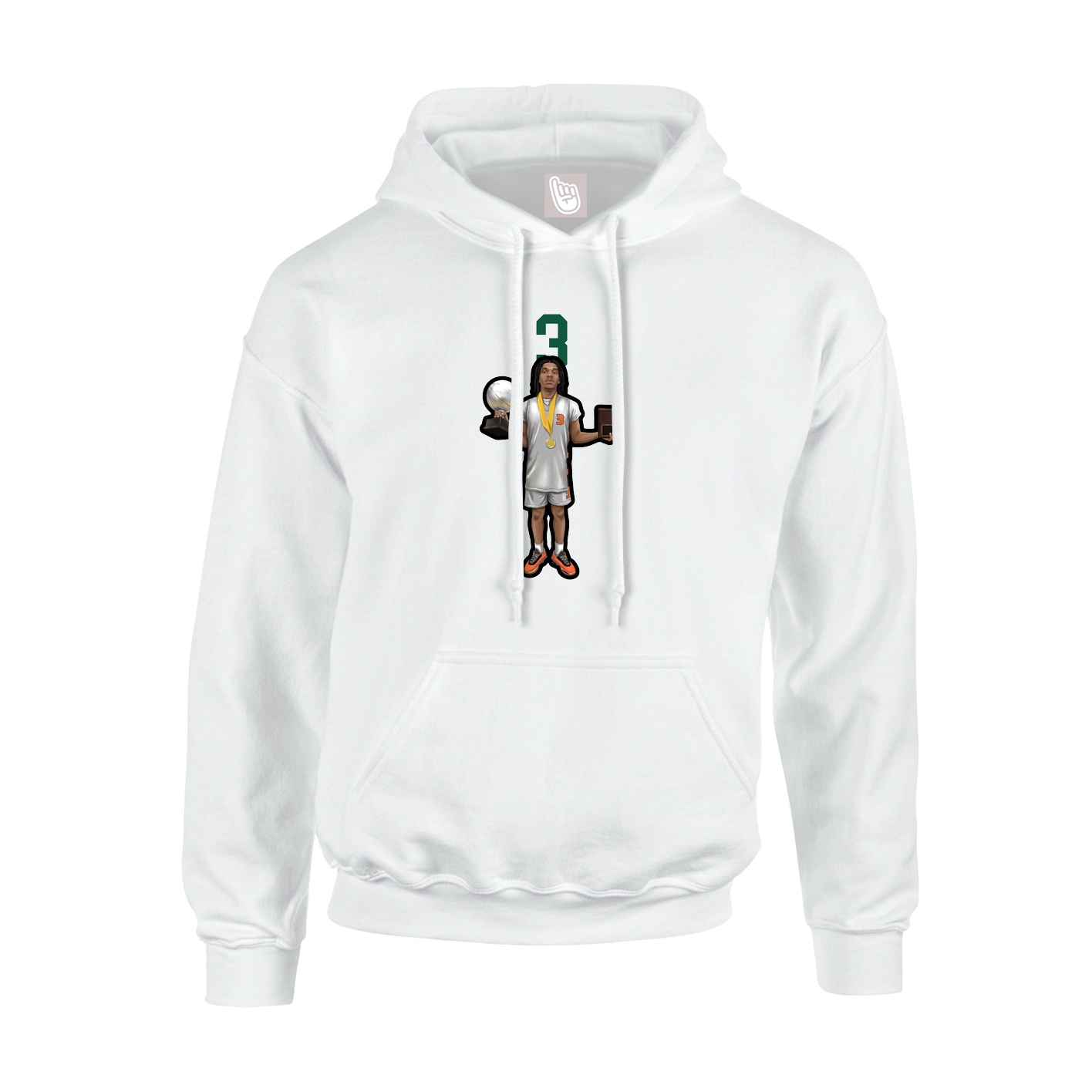 Youth Hoodie — Number Top in White