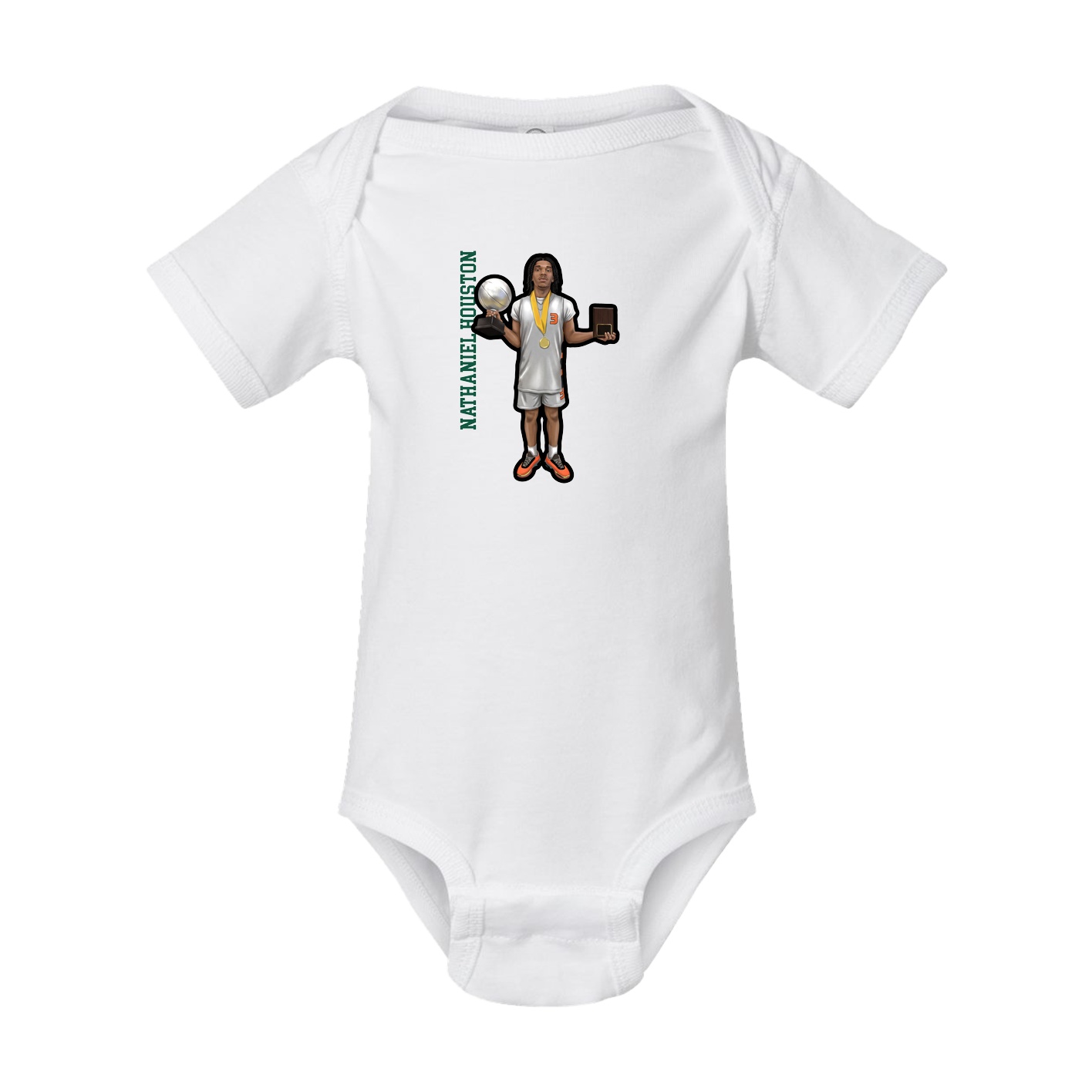 Baby Onesie — Name Vertical in White