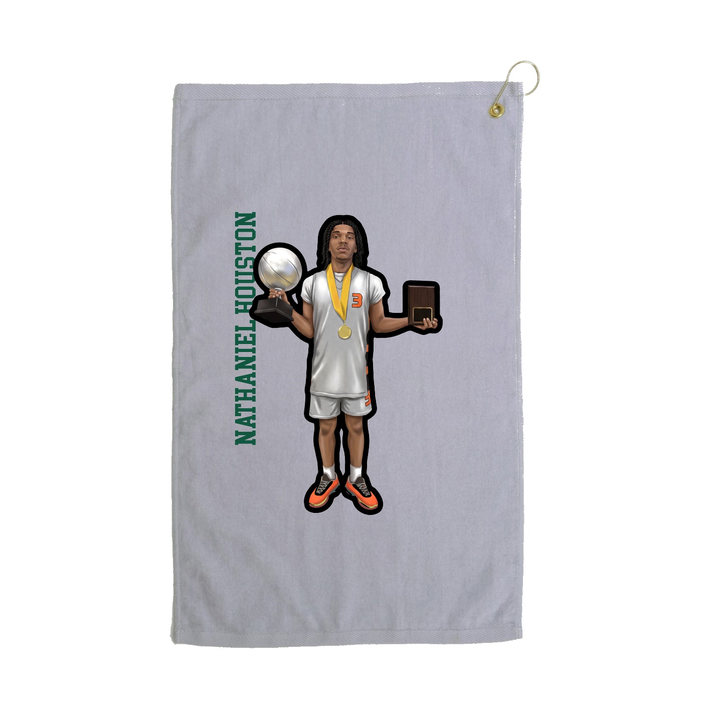 Golf Towel — Name Vertical in Grey