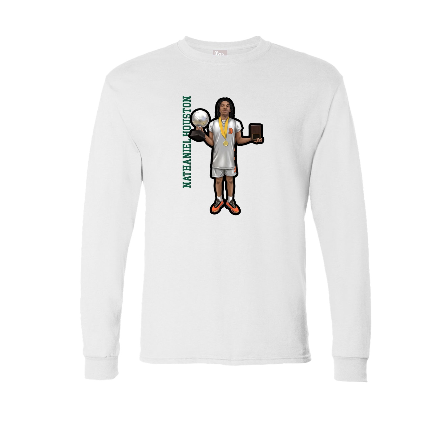 Long Sleeve Tee — Name Vertical in White