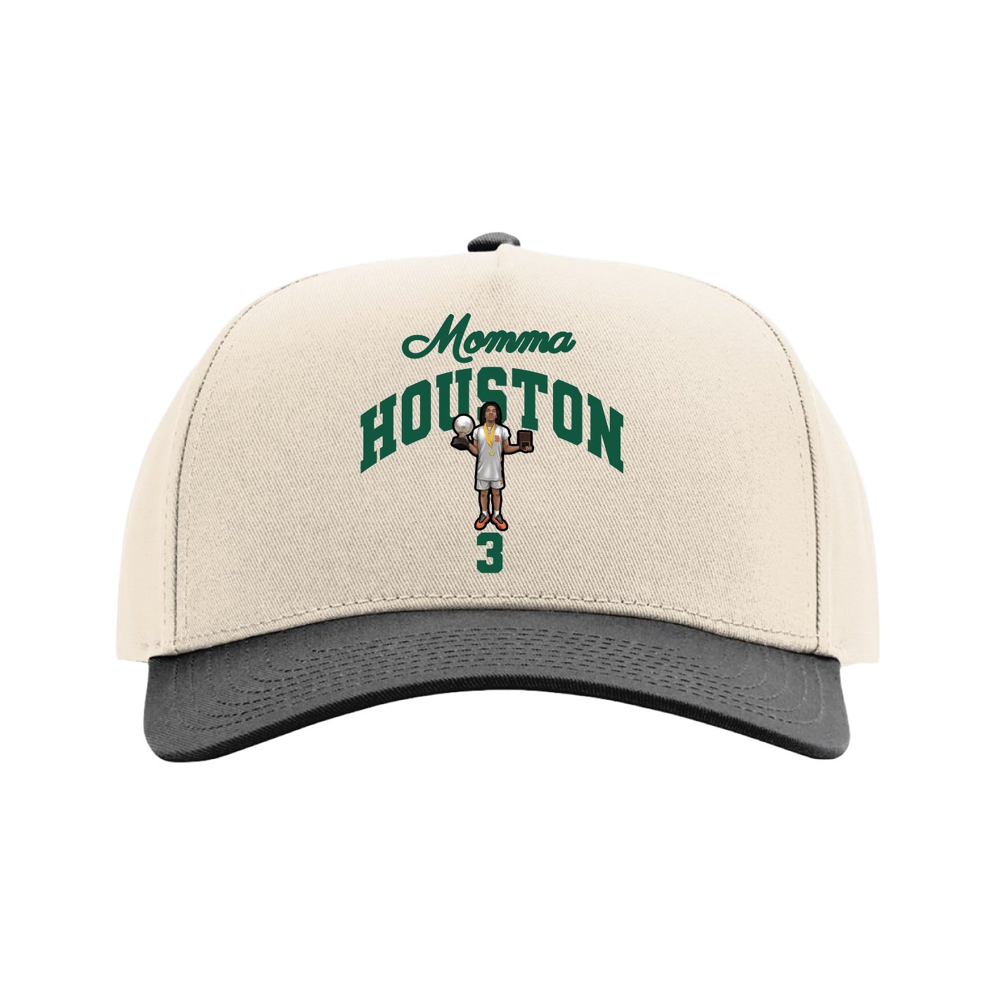 Full Fabric Five-Panel Champ Cap — Mothers Day Arch in Cream/Black