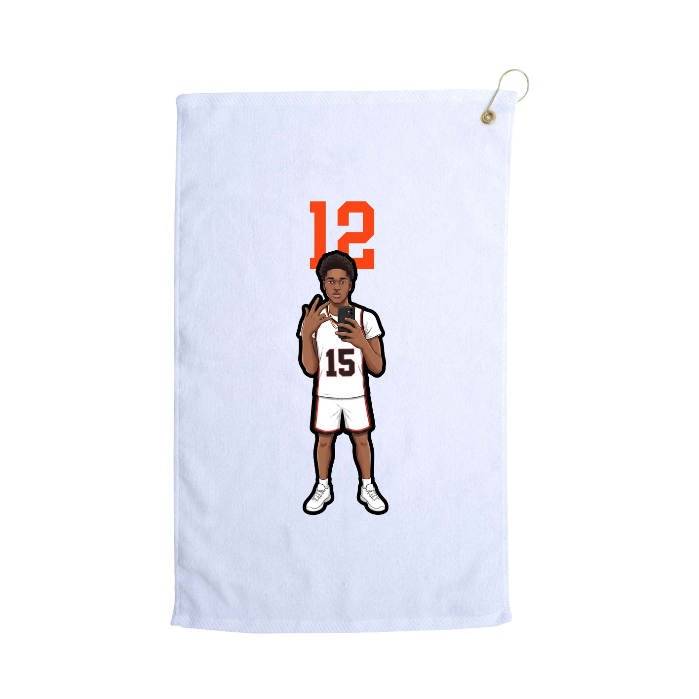 Golf Towel — Number Top in White