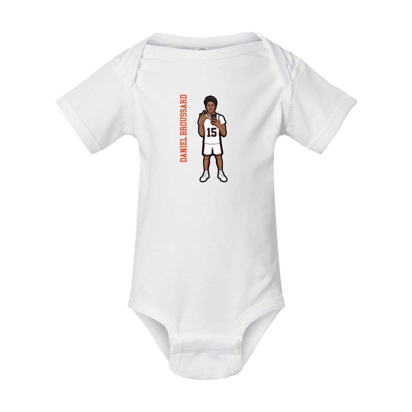 Baby Onesie — Name Vertical in White