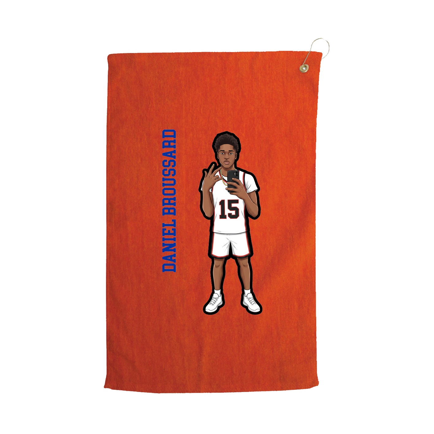 Golf Towel — Name Vertical in Orange