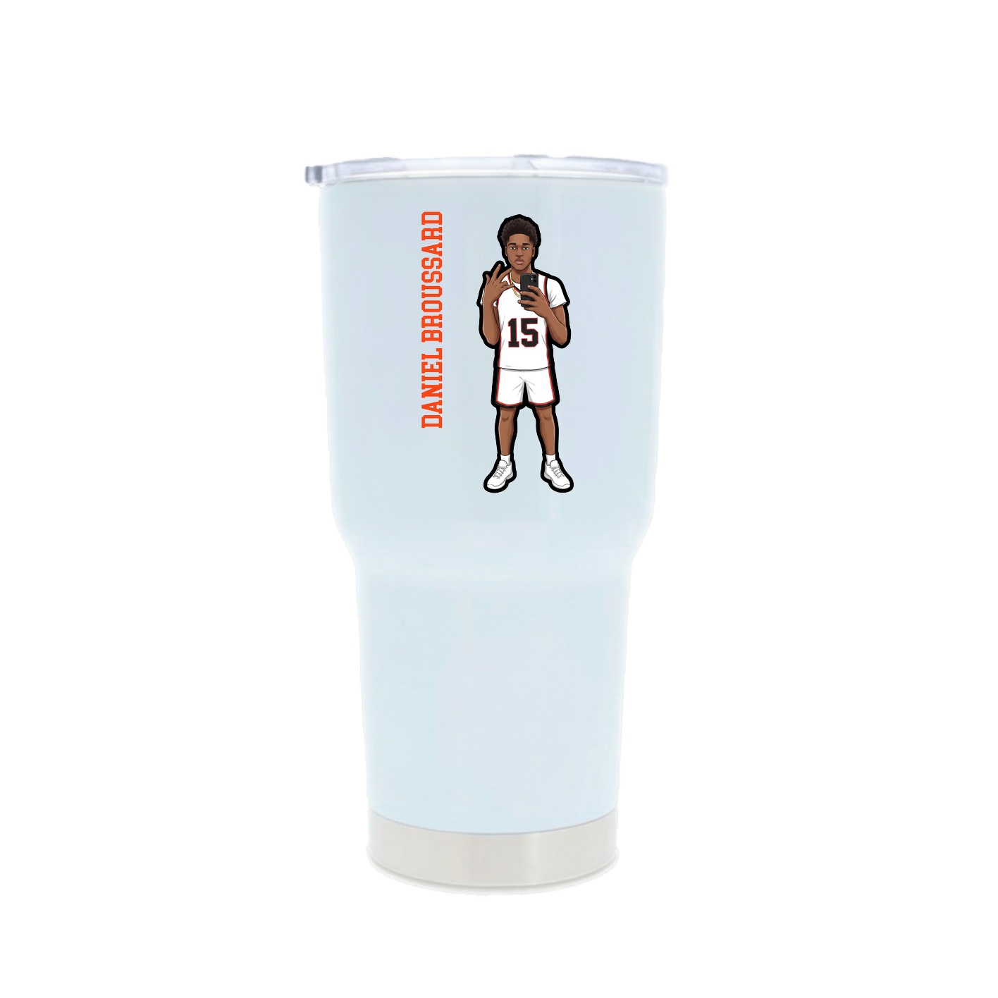 30oz Stainless Steel Tumbler — Name Vertical in White