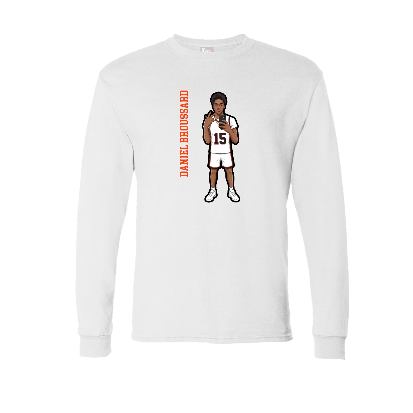 Long Sleeve Tee — Name Vertical in White