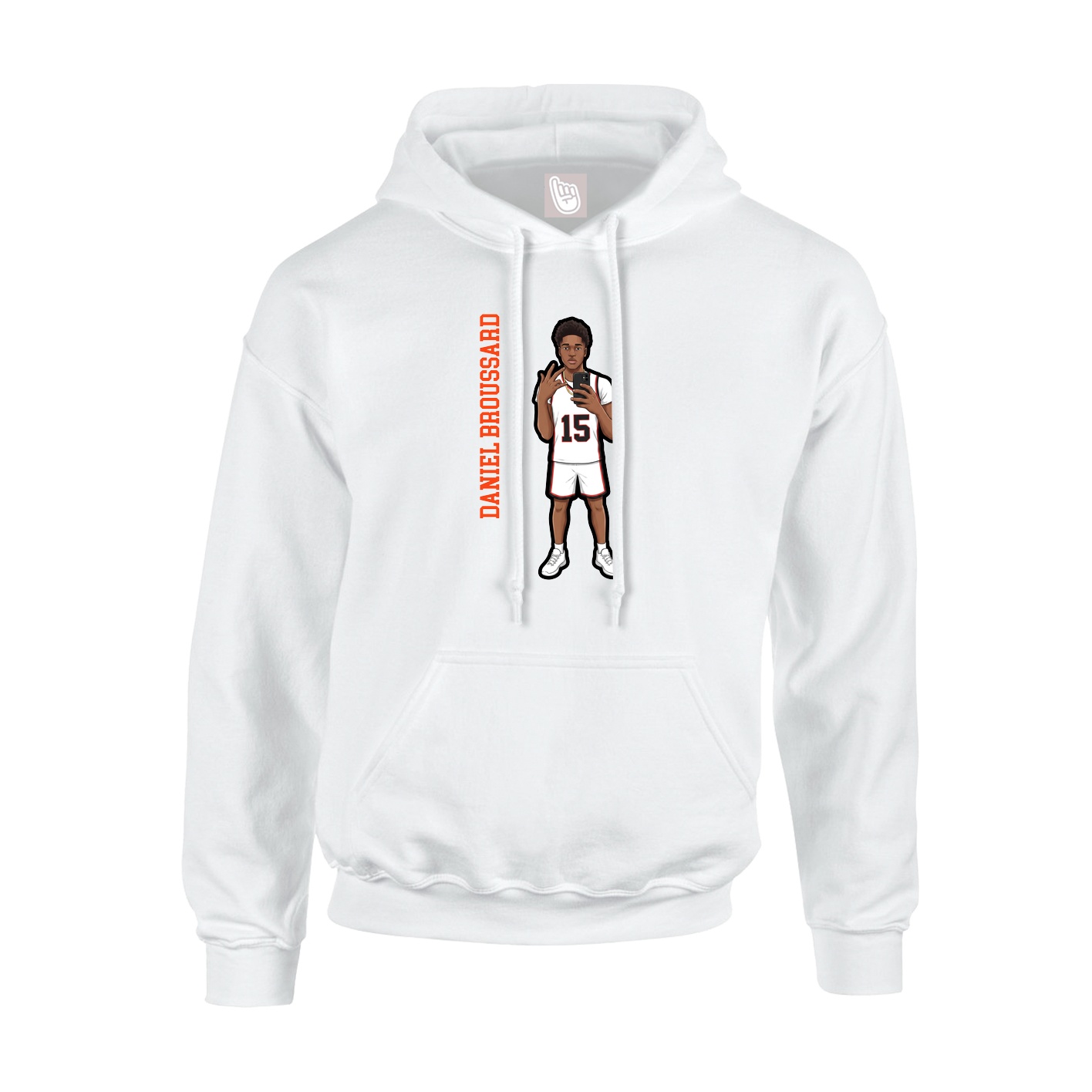 Hoodie — Name Vertical in White