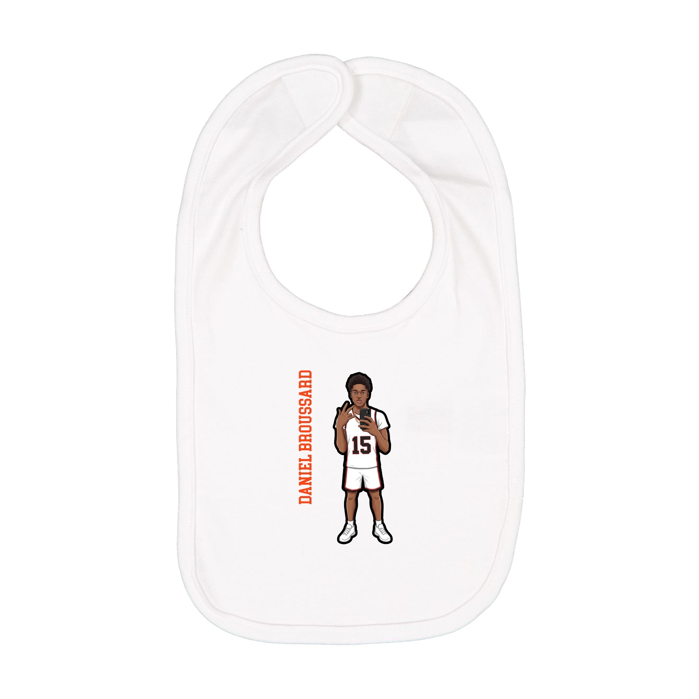 Infant Bib — Name Vertical in White