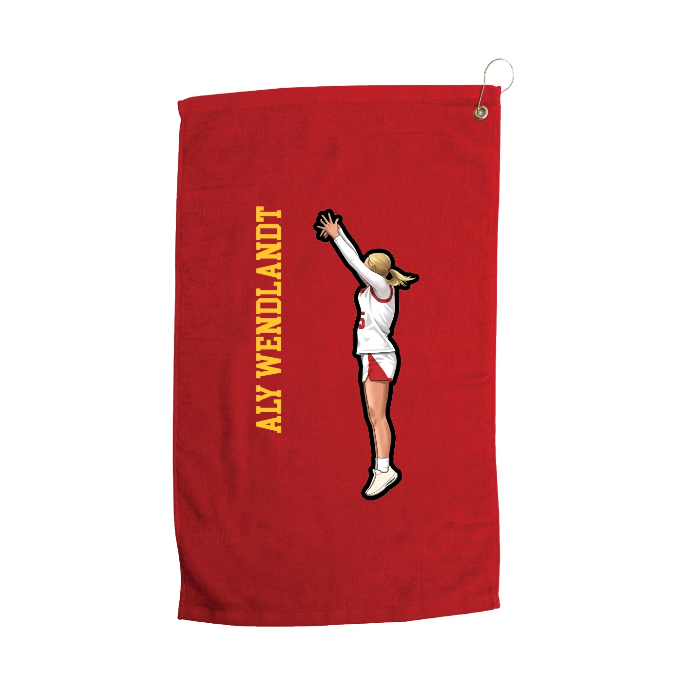 Golf Towel — Name Vertical in Red
