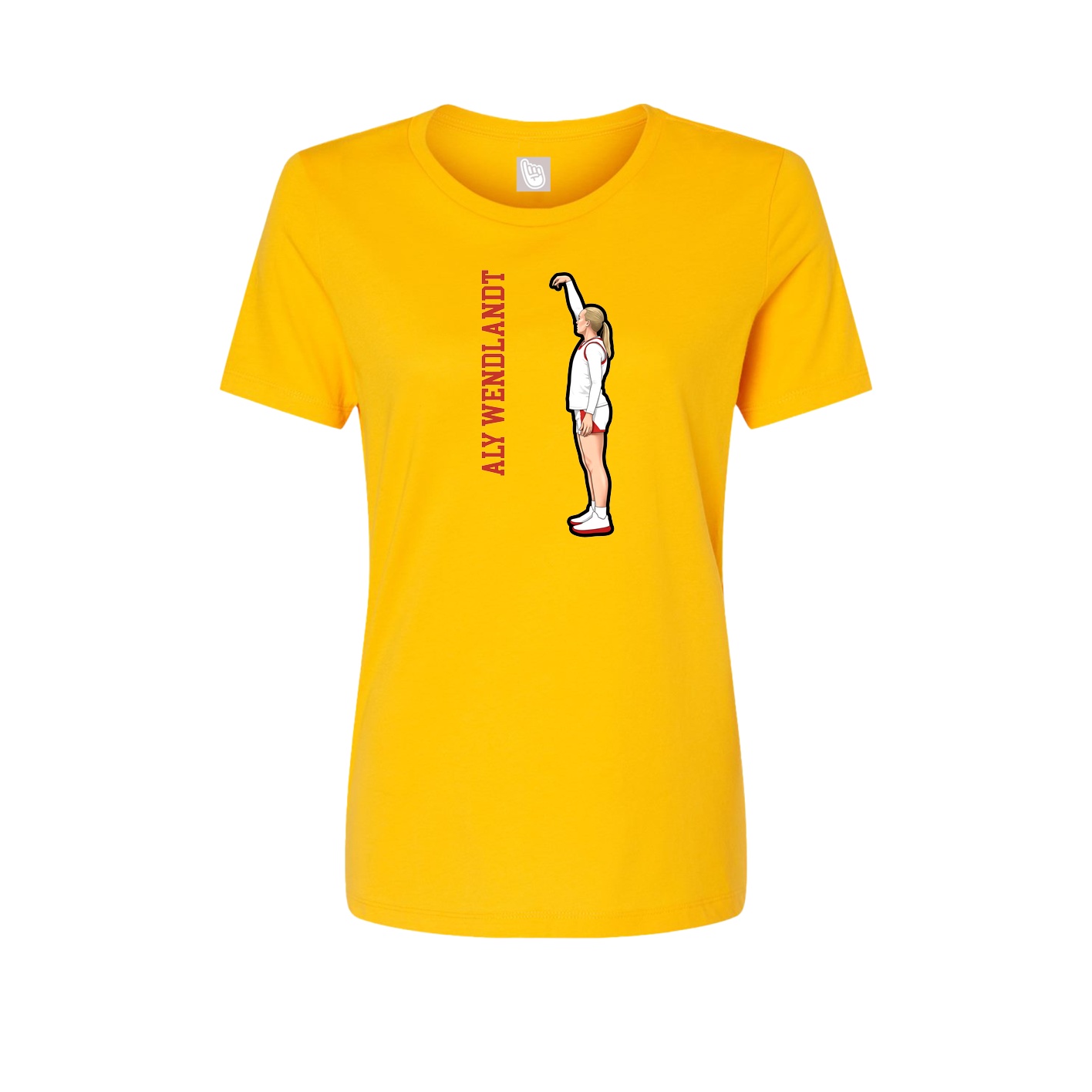 Fitted Women's Tee — Name Vertical in Gold