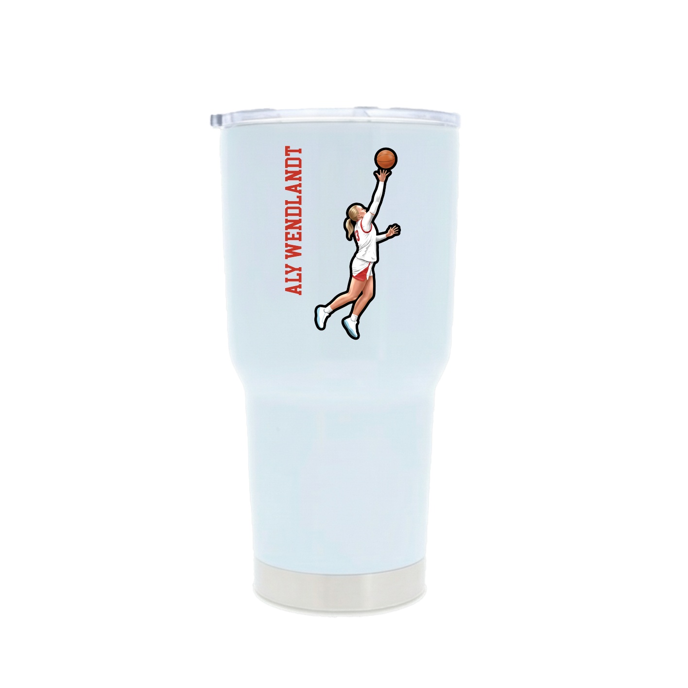 30oz Stainless Steel Tumbler — Name Vertical in White