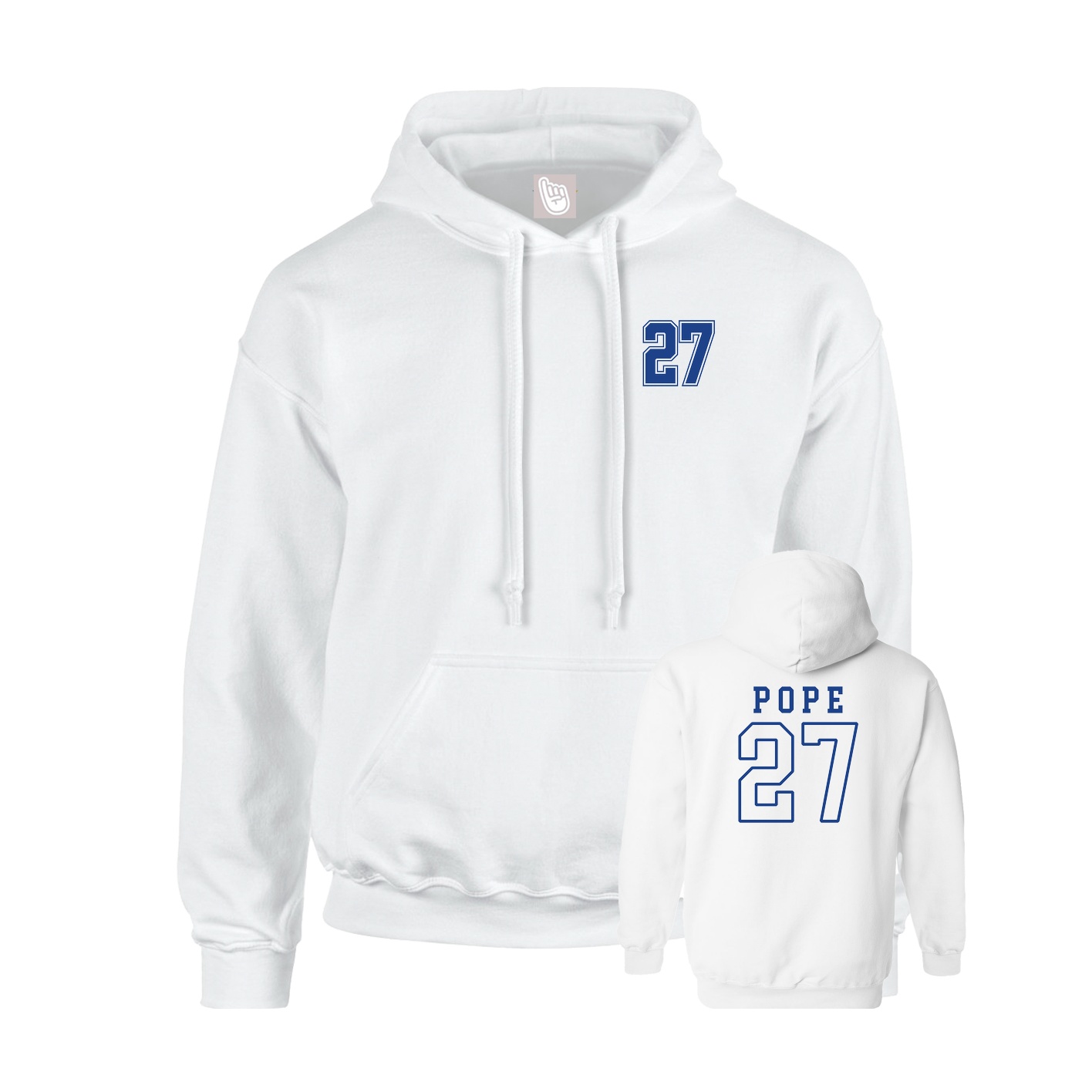 Youth Hoodie — Chest Back in White
