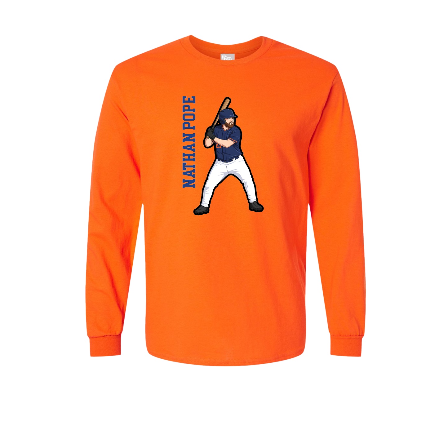 Long Sleeve Tee — Name Vertical in Orange