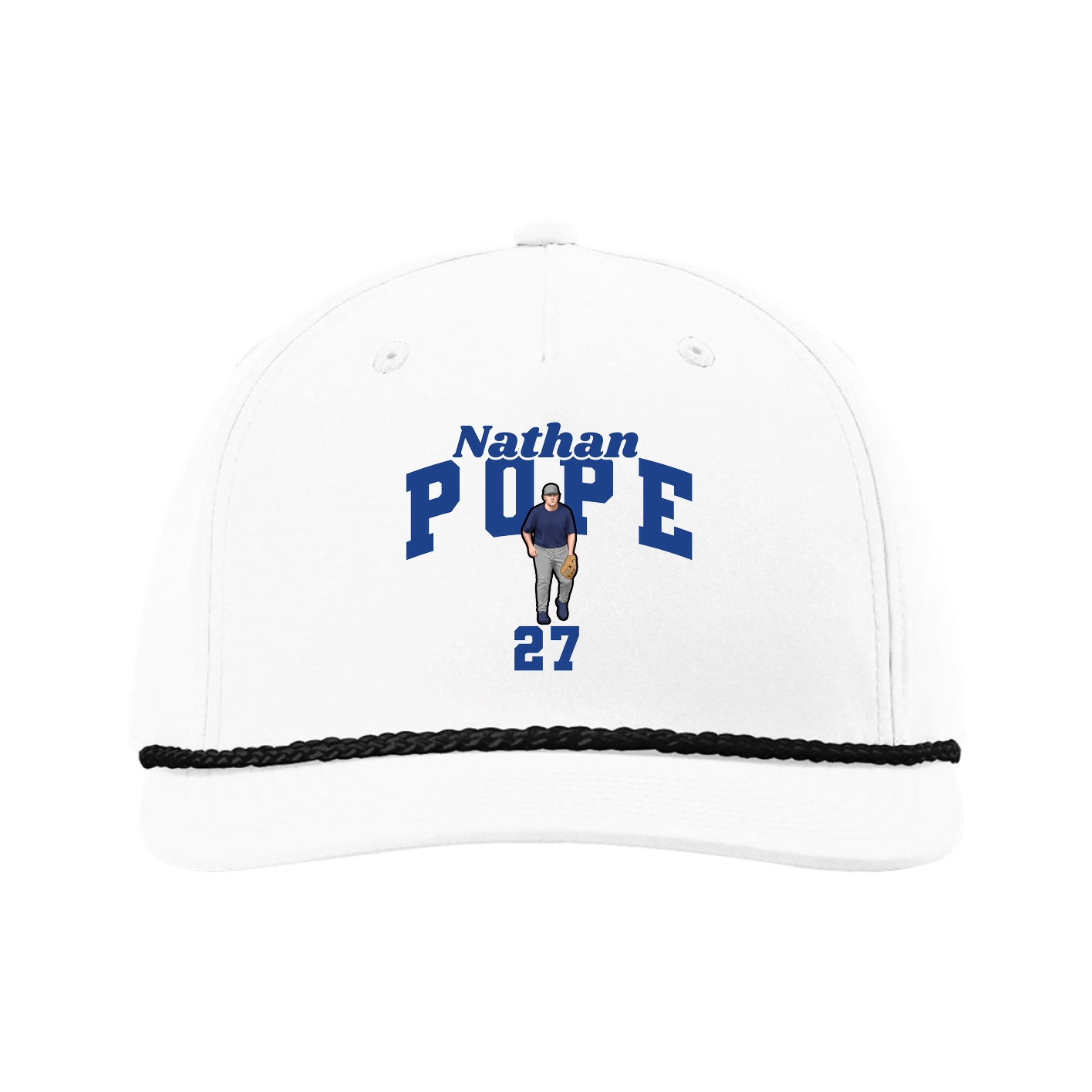 Five-Panel Classic Rope Cap — Signature Arch in White
