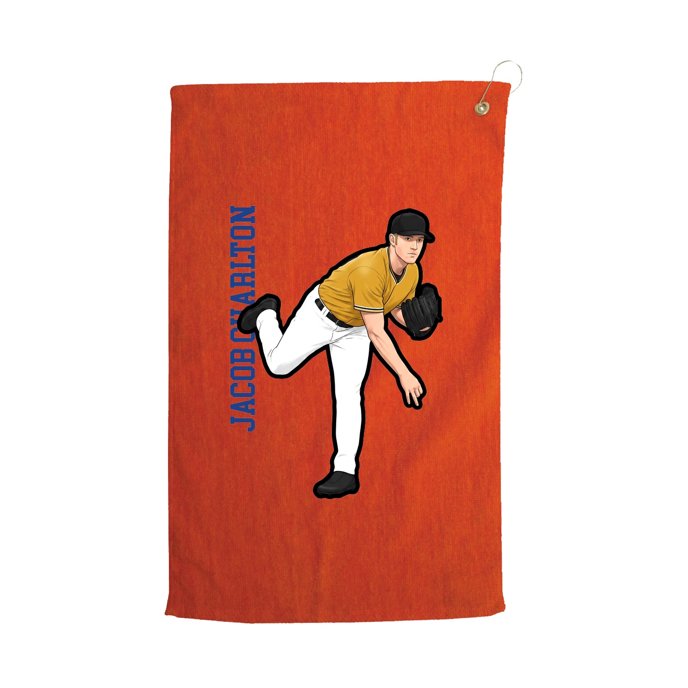 Golf Towel — Name Vertical in Orange