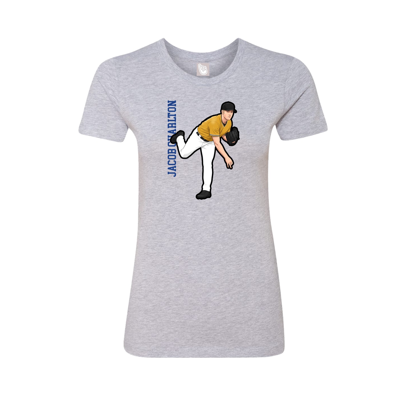 Fitted Women's Tee — Name Vertical in Grey