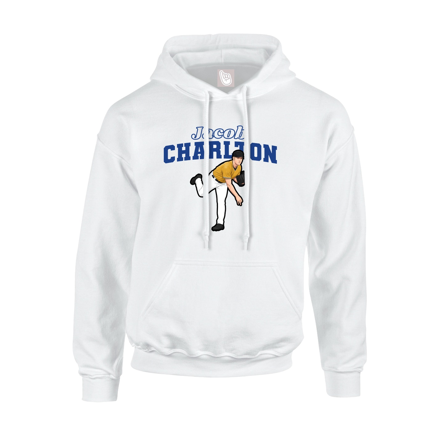 Youth Hoodie — Name Arch in White