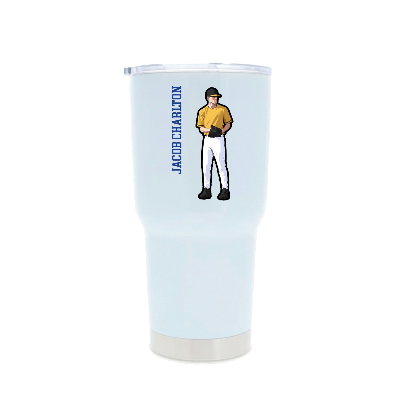30oz Stainless Steel Tumbler — Name Vertical in White