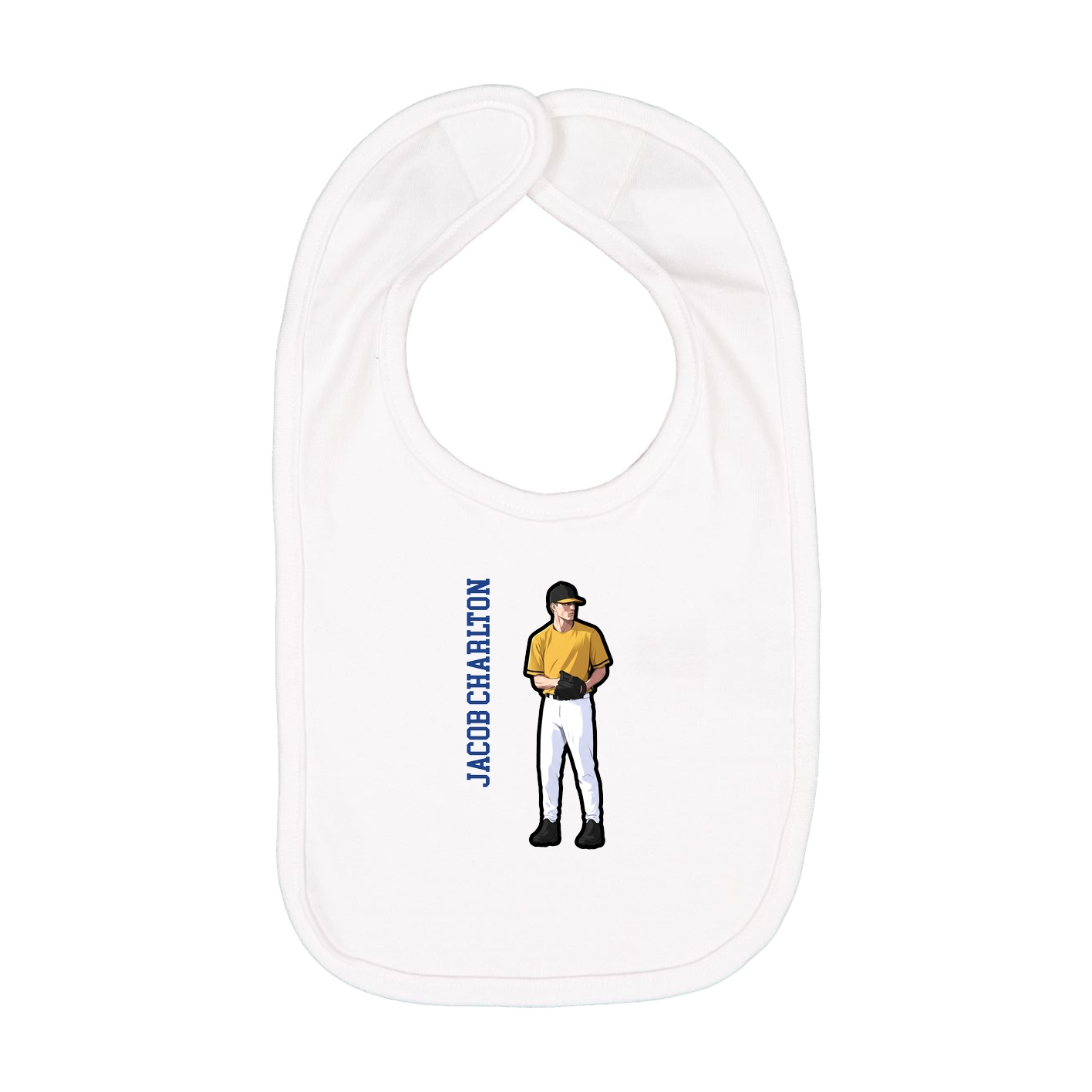 Infant Bib — Name Vertical in White