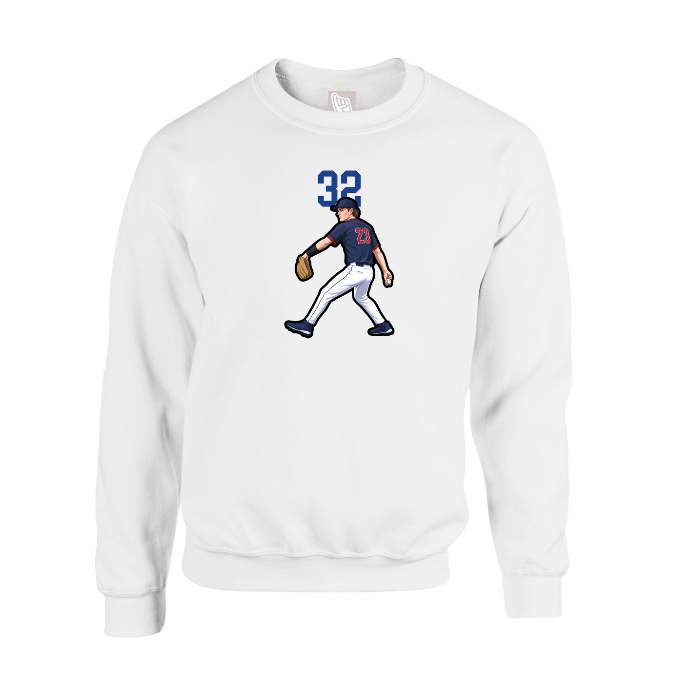 Fleece Crew — Number Top in White