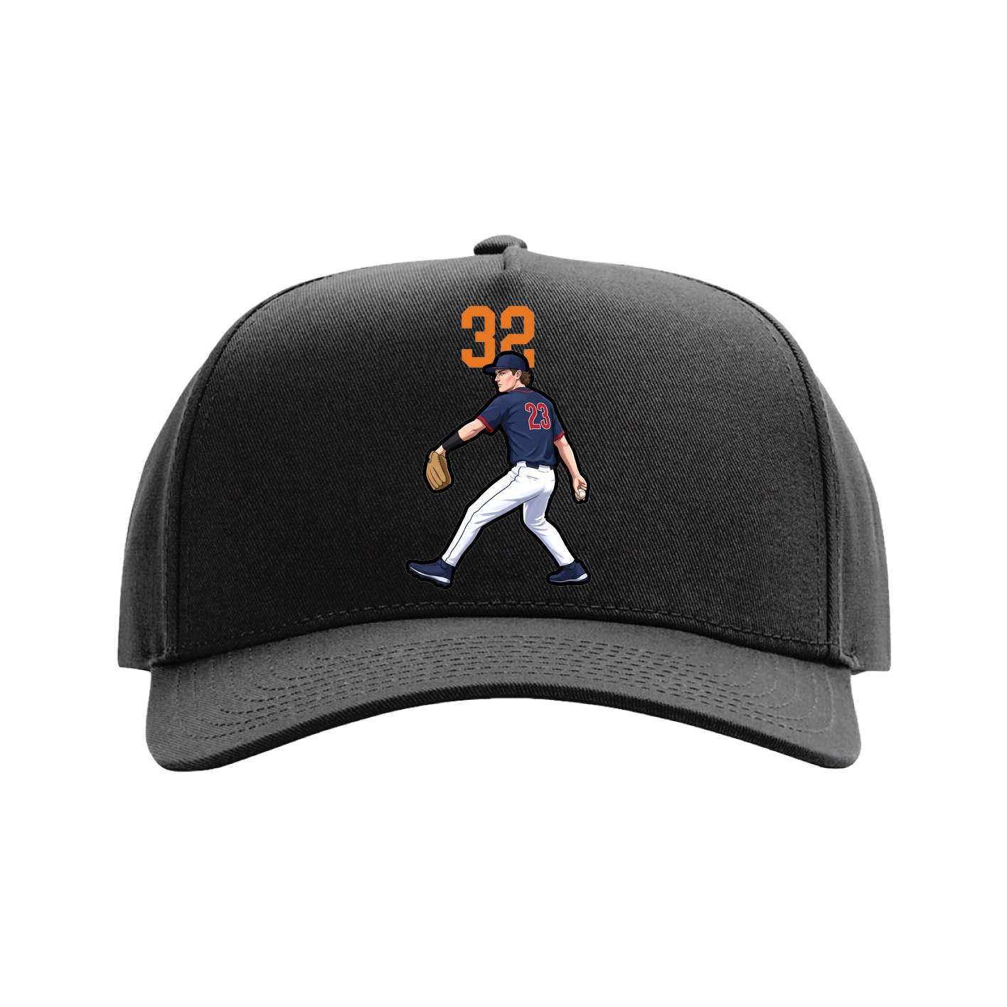 Full Fabric Five-Panel Champ Cap — Number Top in Black