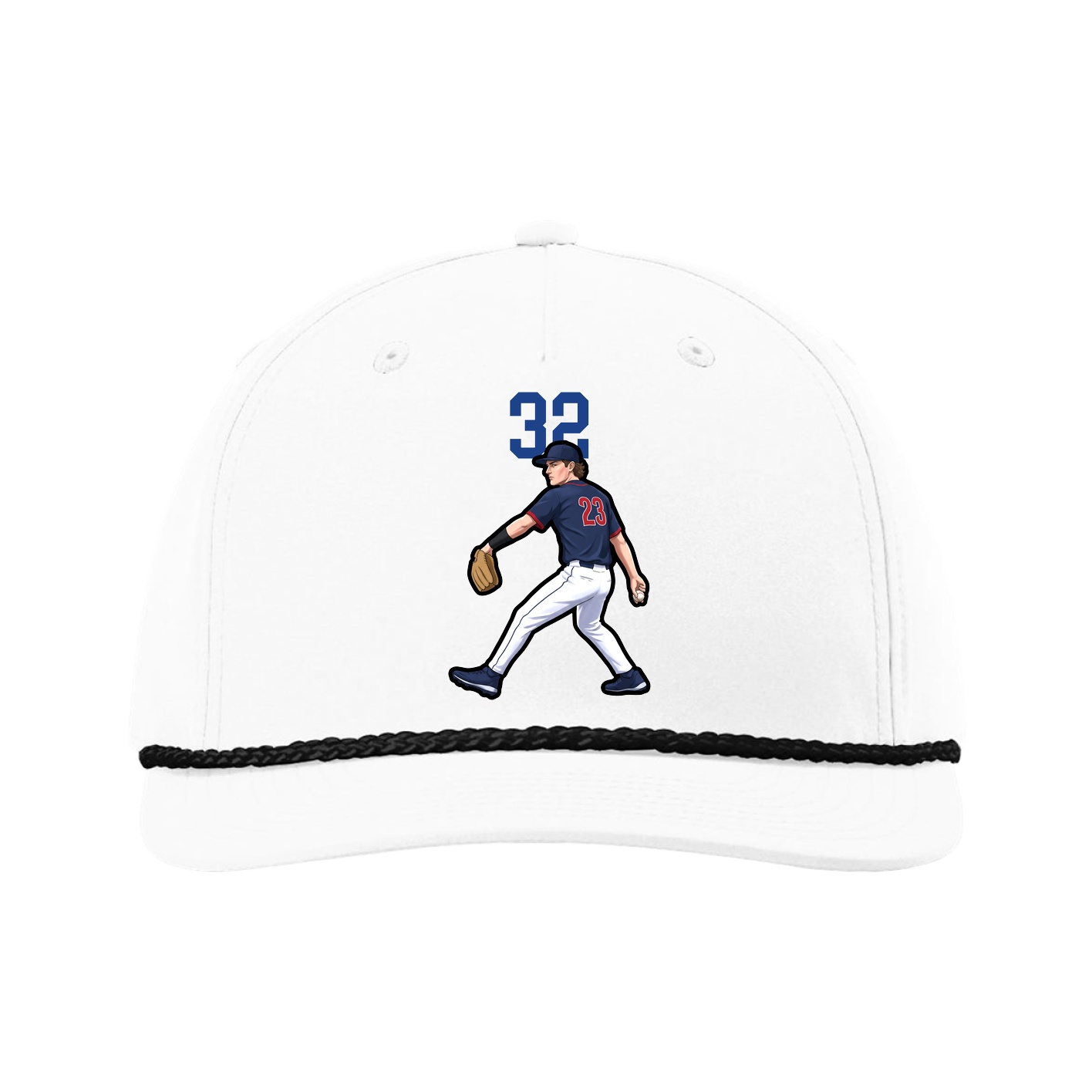 Five-Panel Classic Rope Cap — Number Top in White
