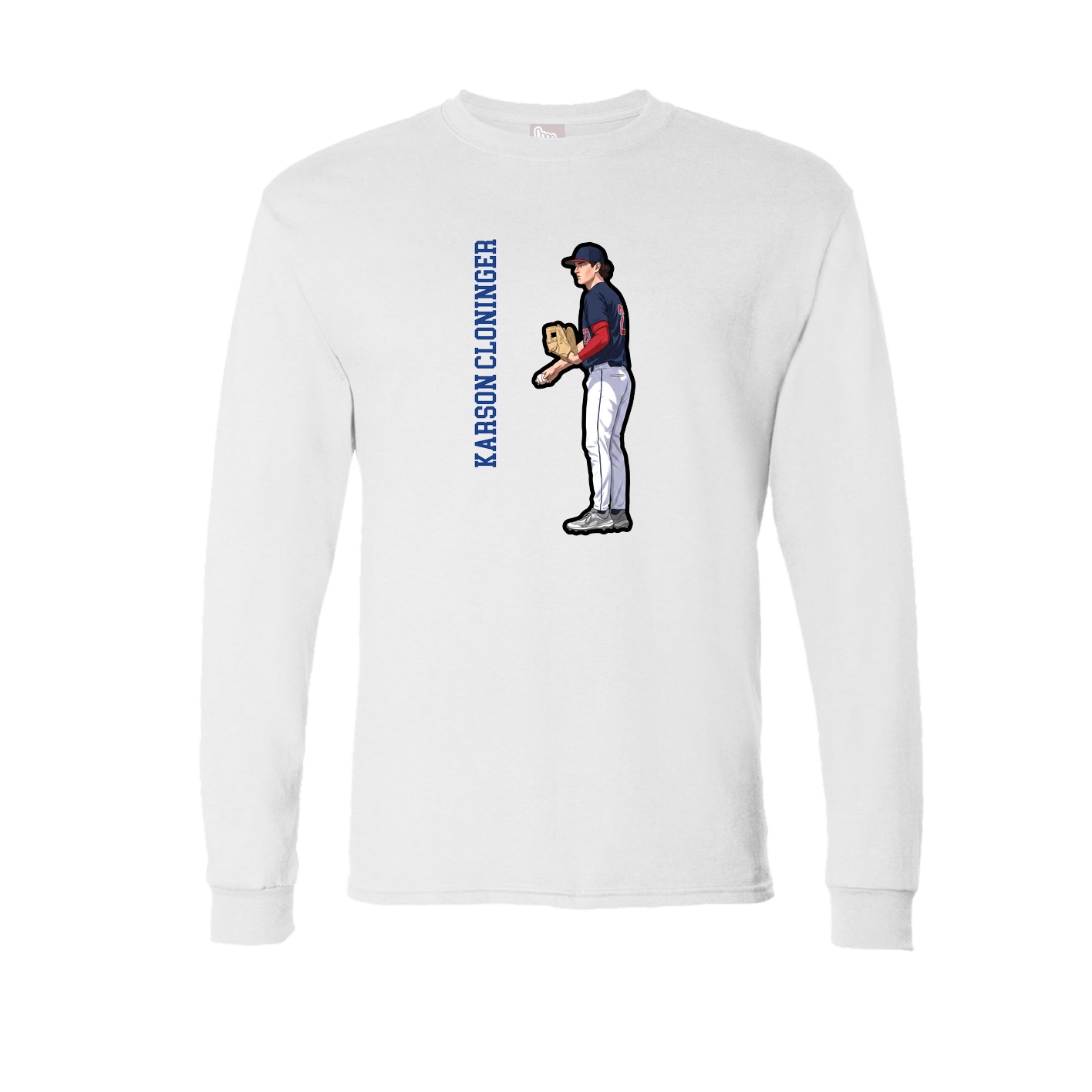 Long Sleeve Tee — Name Vertical in White