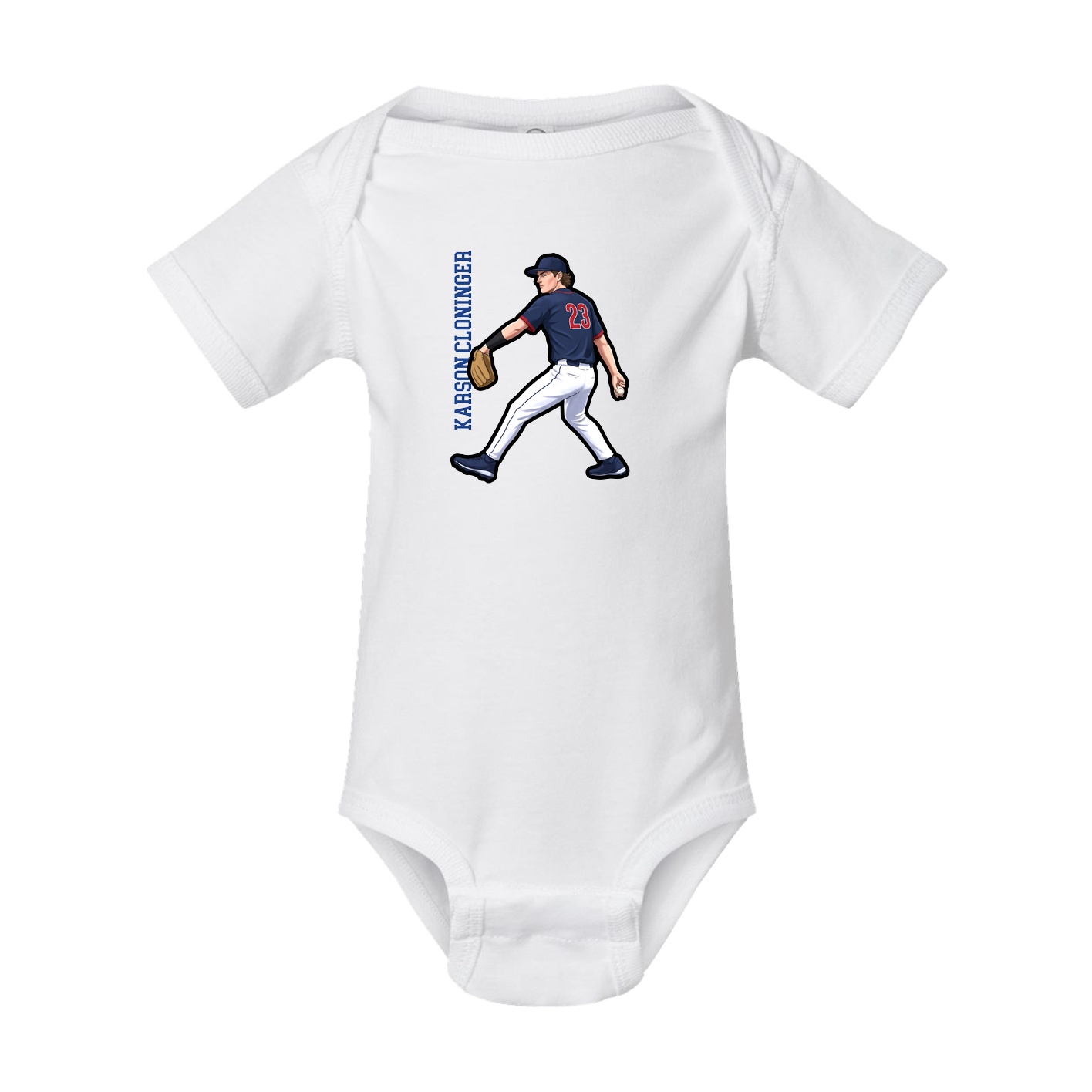 Baby Onesie — Name Vertical in White