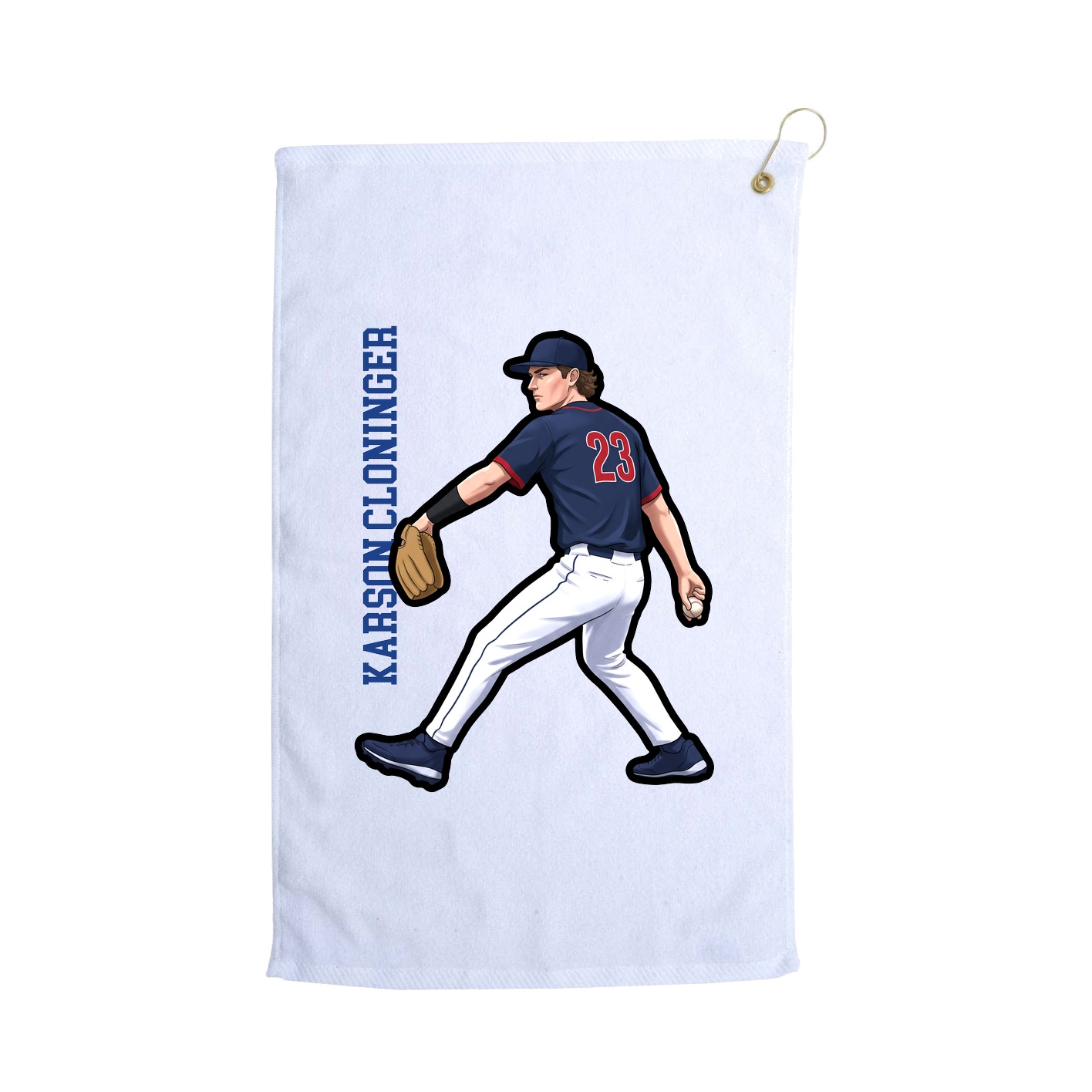 Golf Towel — Name Vertical in White