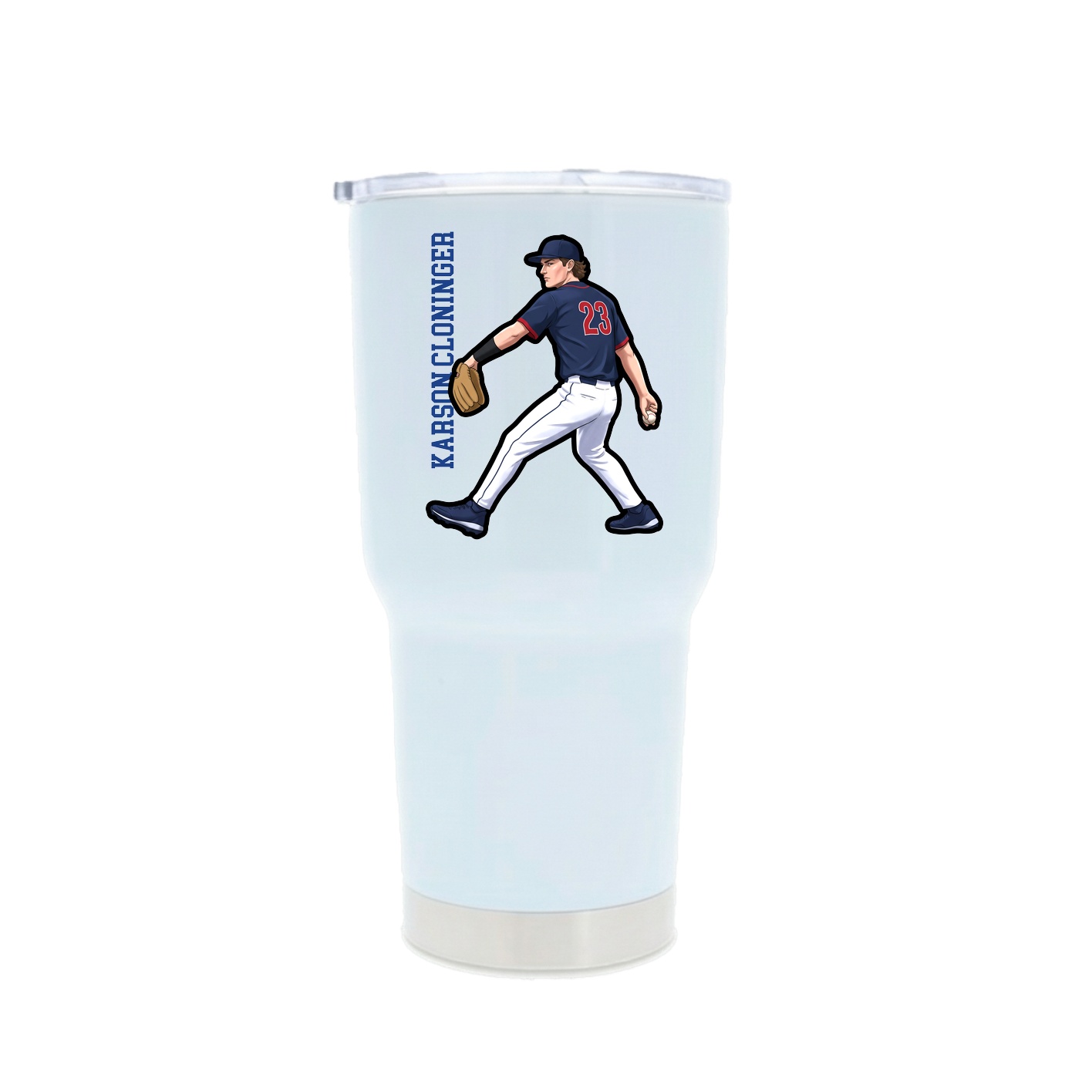 30oz Stainless Steel Tumbler — Name Vertical in White