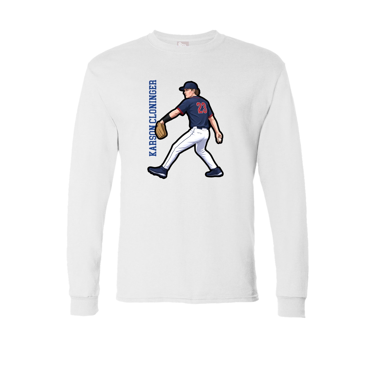 Long Sleeve Tee — Name Vertical in White