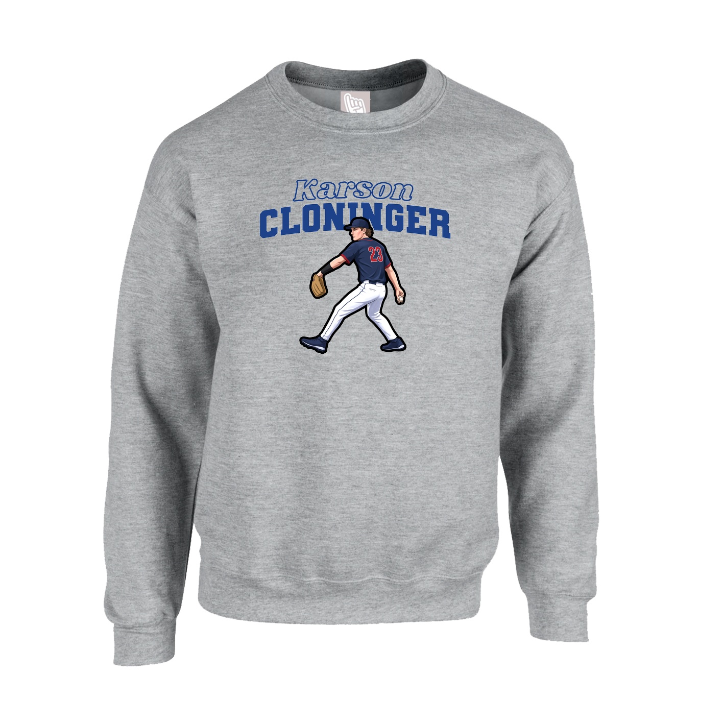 Fleece Crew — Name Arch in Grey