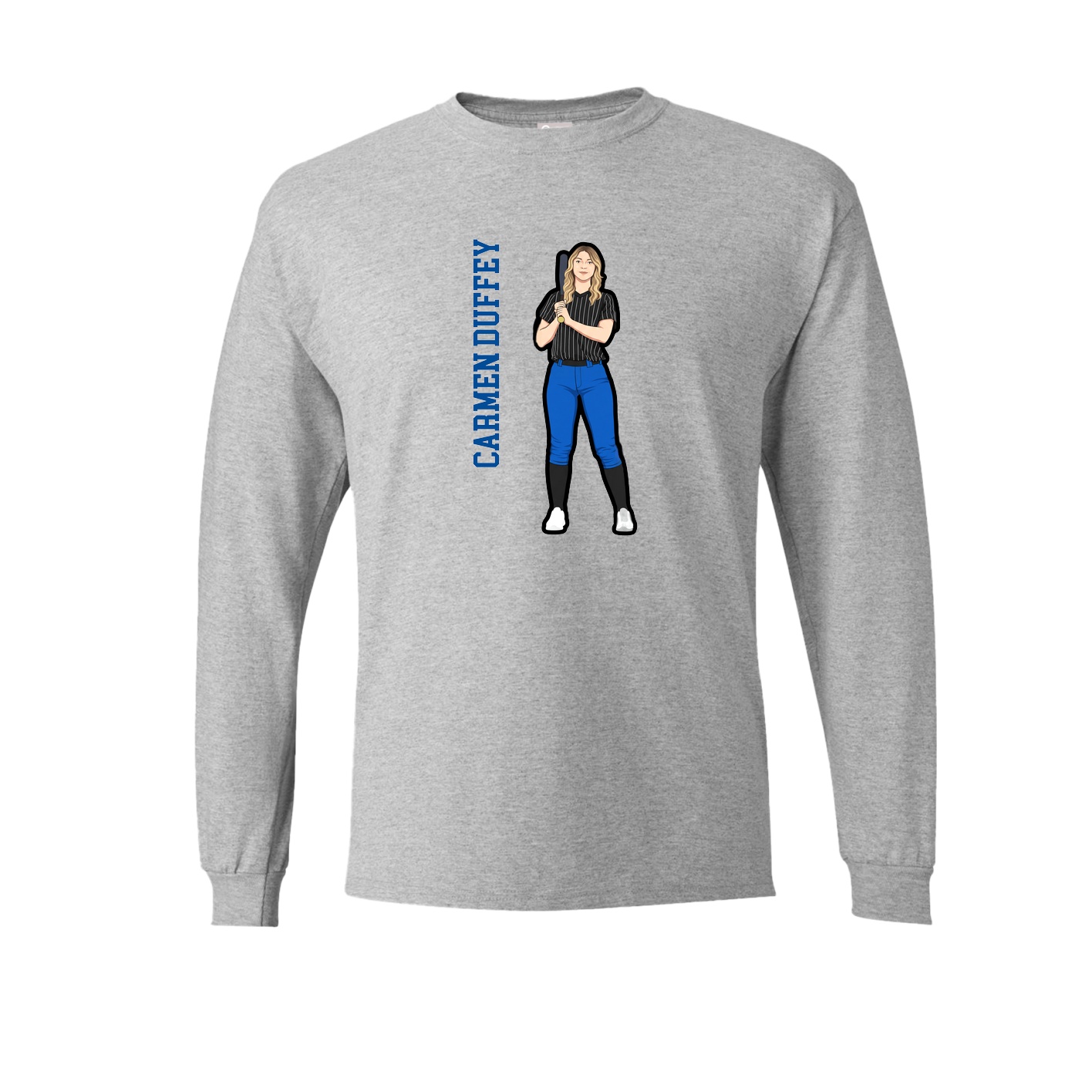 Long Sleeve Tee — Name Vertical in Grey