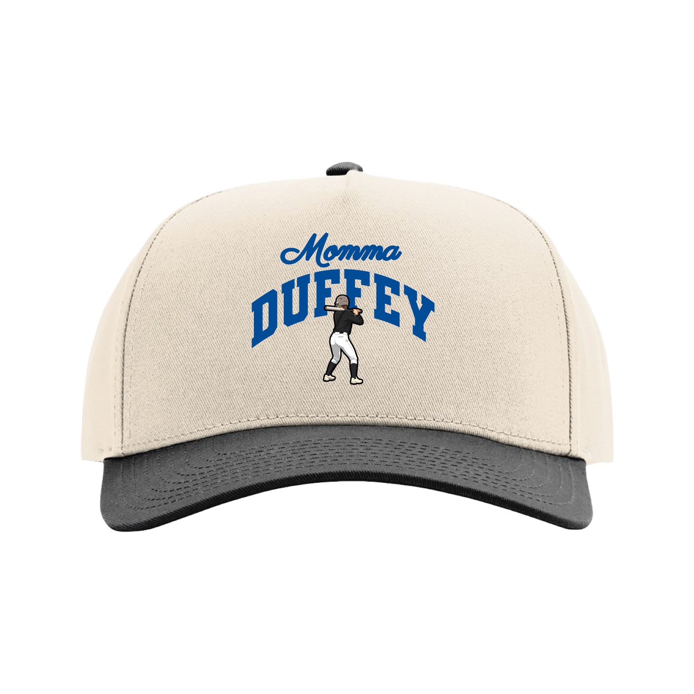 Full Fabric Five-Panel Champ Cap — Mothers Day Arch in Cream/Black