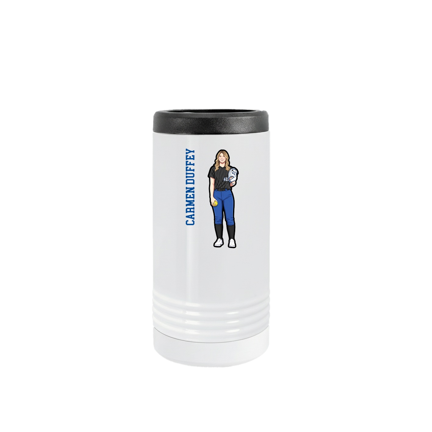 Slim Beverage Holder — Name Vertical in White