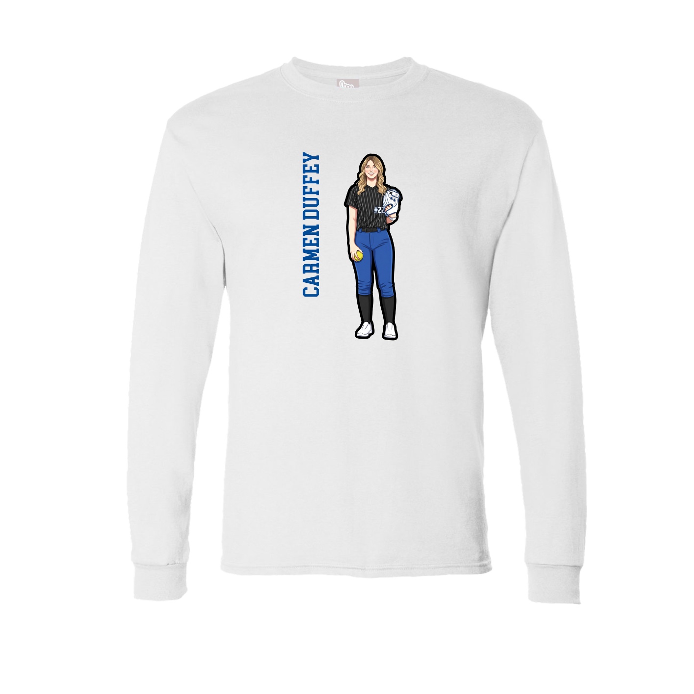 Long Sleeve Tee — Name Vertical in White
