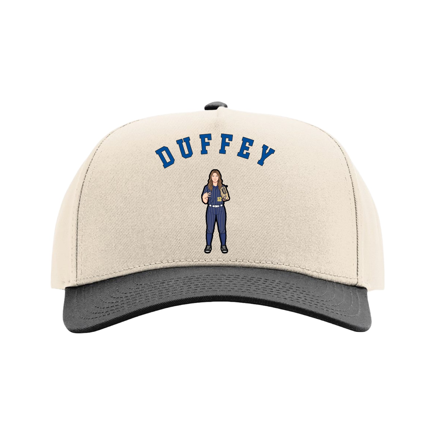 Full Fabric Five-Panel Champ Cap — Shirsey Arch in Cream/Black