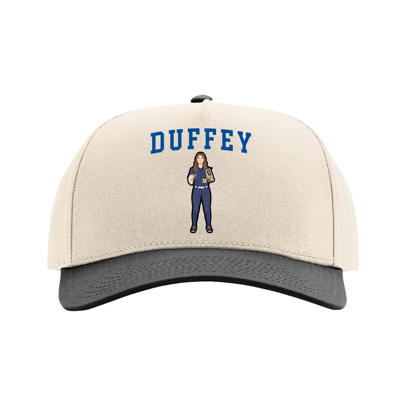 Full Fabric Five-Panel Champ Cap — Shirsey in Cream/Black