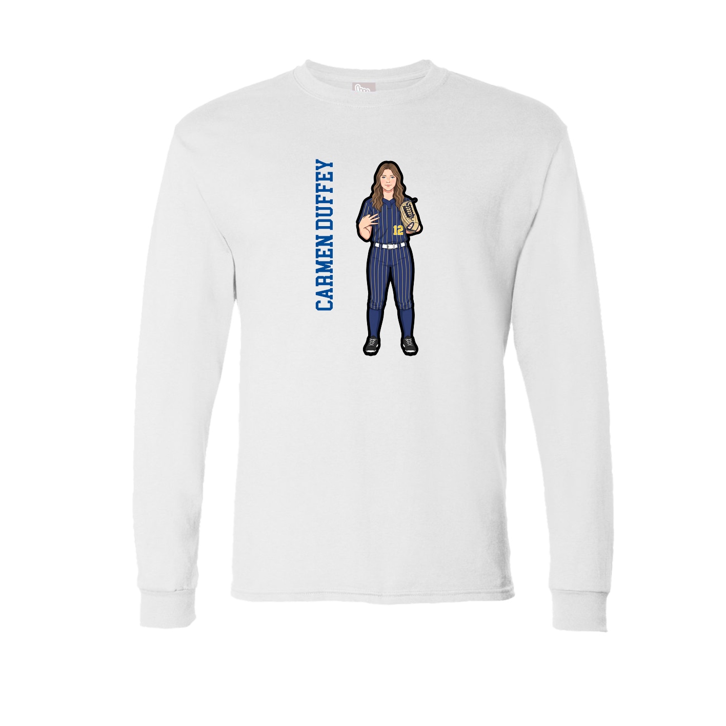 Long Sleeve Tee — Name Vertical in White