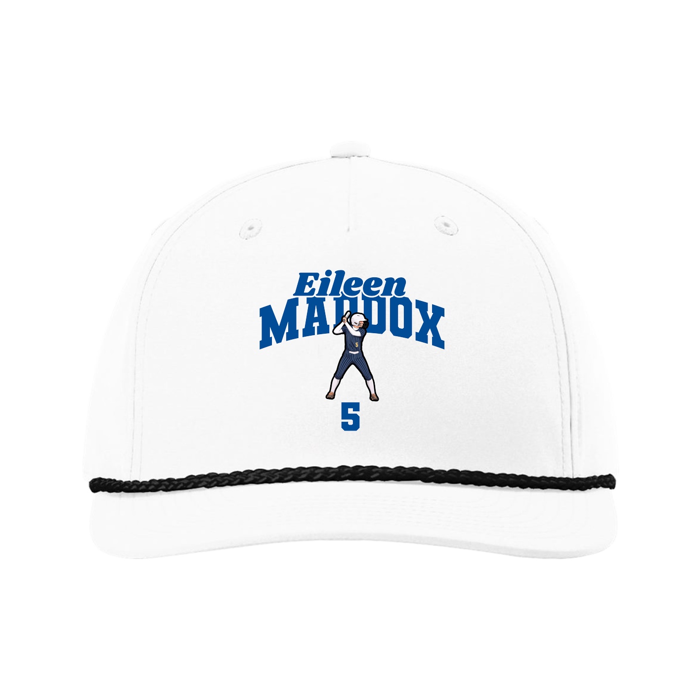 Five-Panel Classic Rope Cap — Signature Arch in White