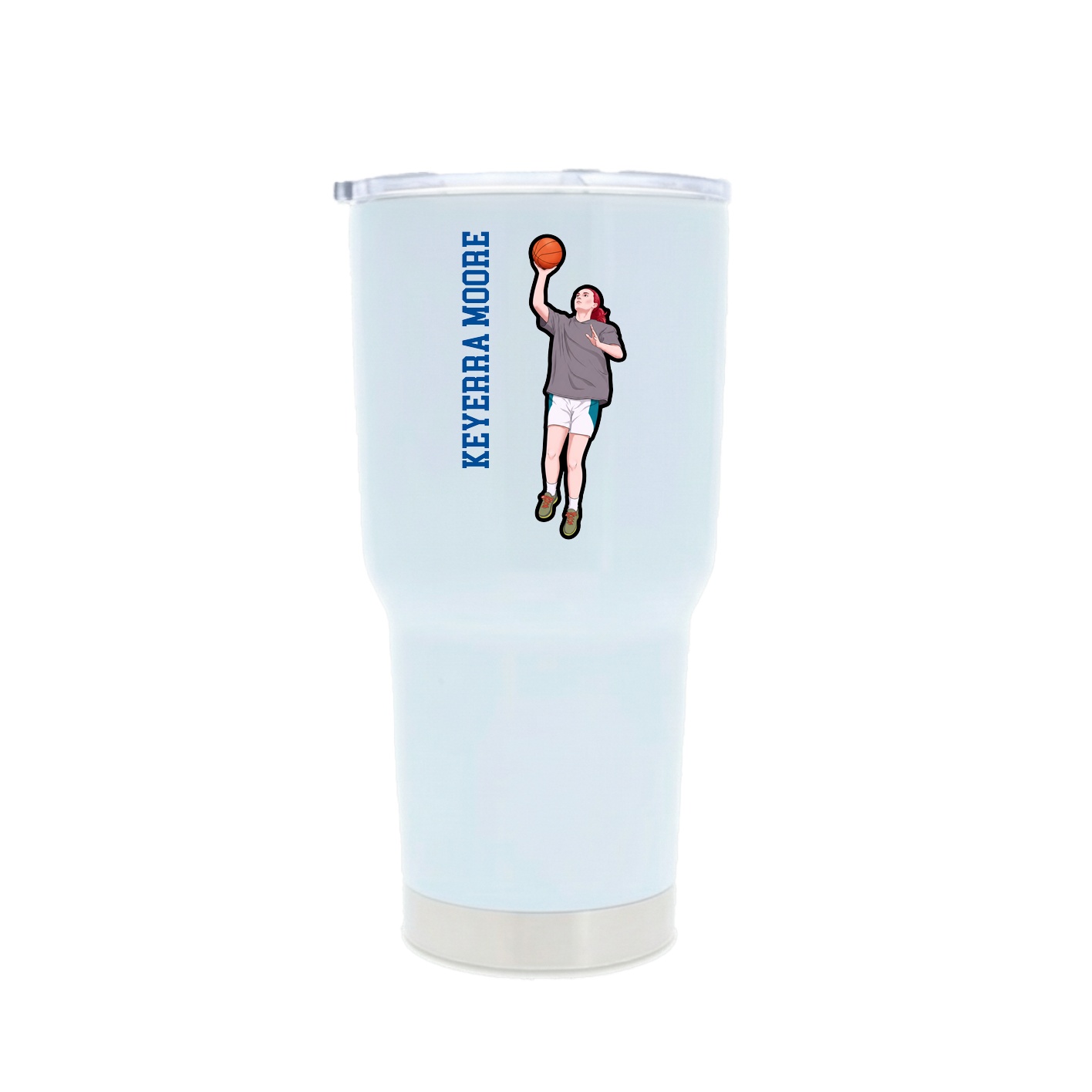 30oz Stainless Steel Tumbler — Name Vertical in White