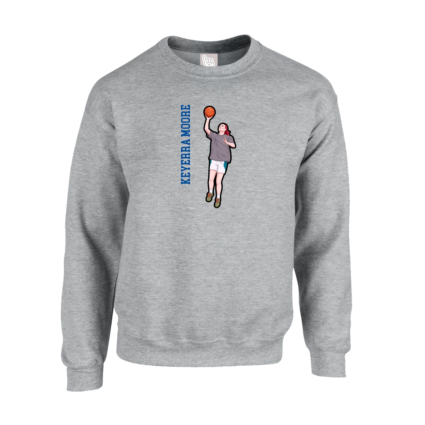 Fleece Crew — Name Vertical in Grey