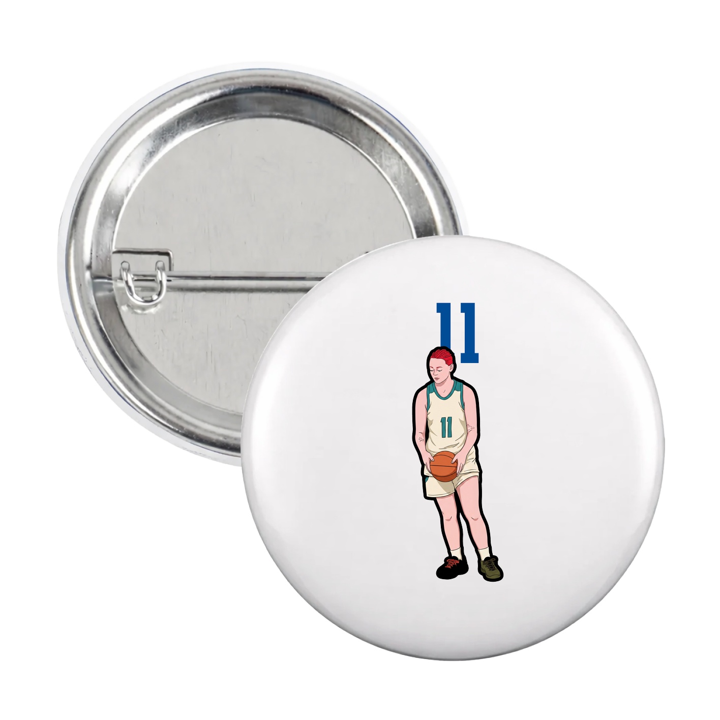 Game Day Button — Number Top in White